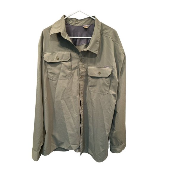 Eddie Bauer Mens Shirt Green NWOT‎ Fishing Hiking Vented Pockets 2XL - Picture 1 of 3